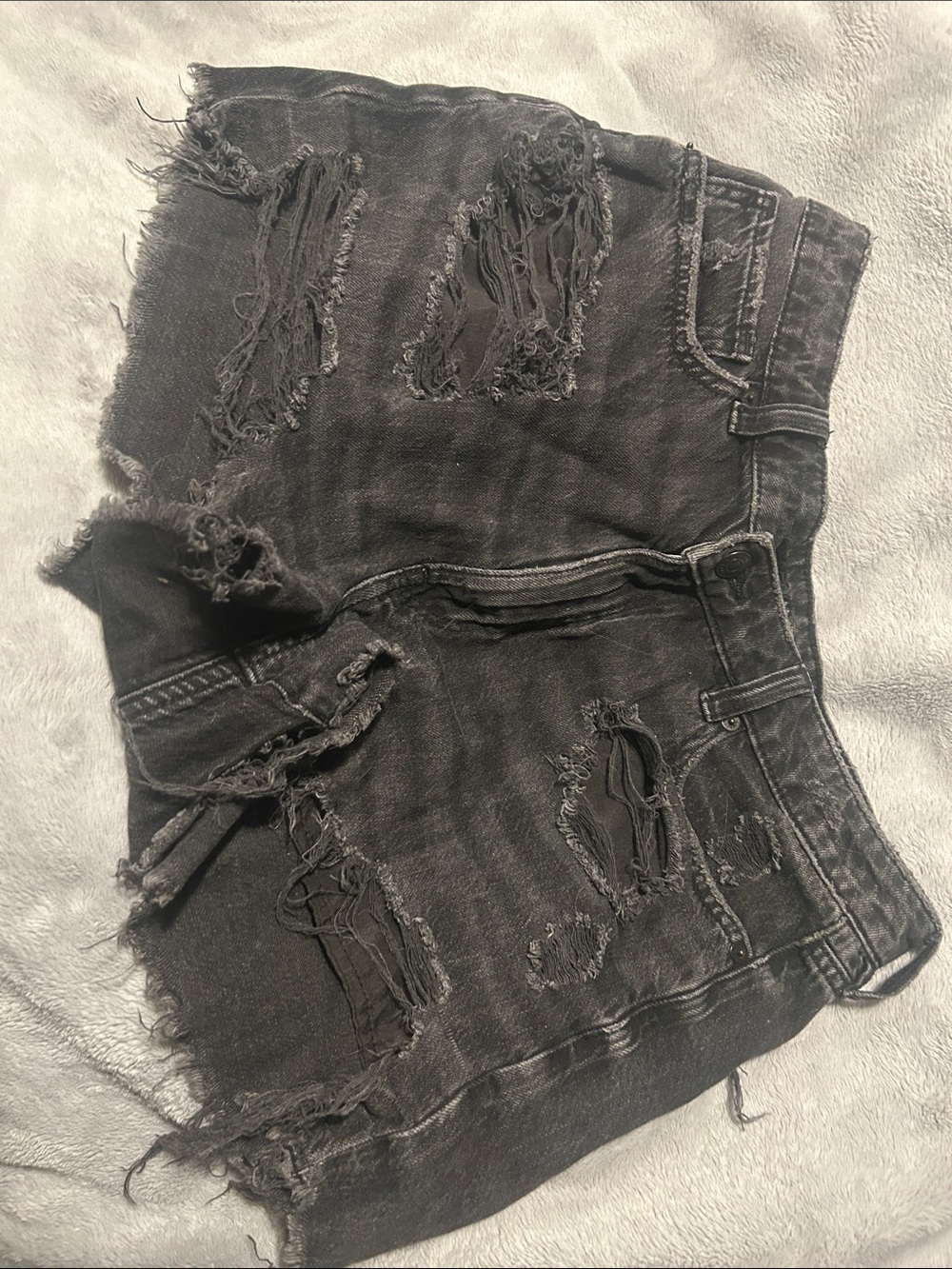 American Eagle Outfitters Black Distressed Denim Shorts
